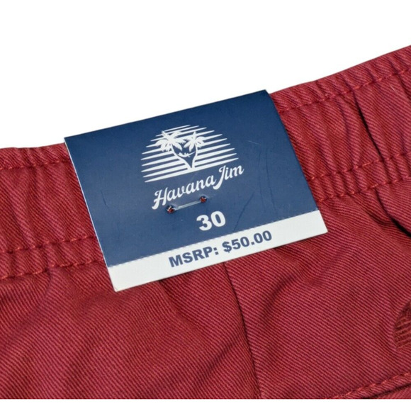 Havana Jim Brick Red Lazy Joe Elastic Waist Shorts New Size 30 Mens Drawstring - Picture 5 of 7